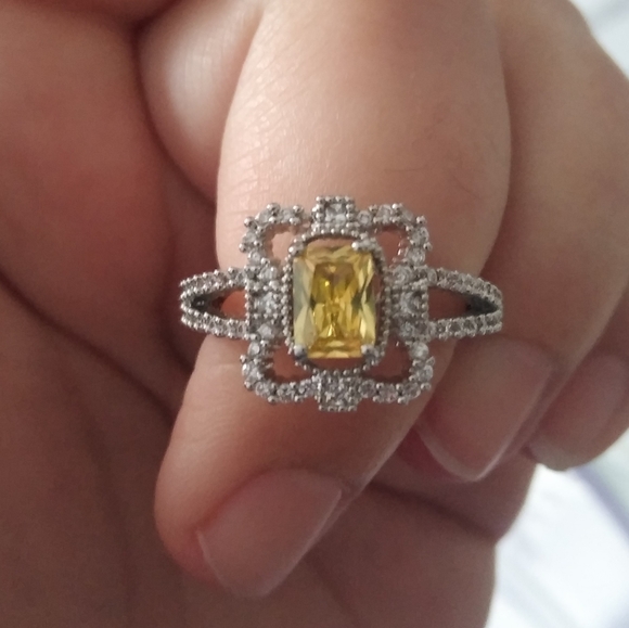 14k WG/Silver Victorian Citrine Topaz Fancy Ring 8 - Picture 5 of 13